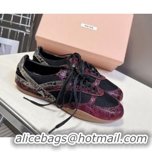 Grade Quality Miu Miu Gymnasium Sneakers in Python Print Leather and Technical Fabric Red/Black 1024110