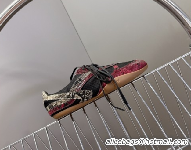 Grade Quality Miu Miu Gymnasium Sneakers in Python Print Leather and Technical Fabric Red/Black 1024110