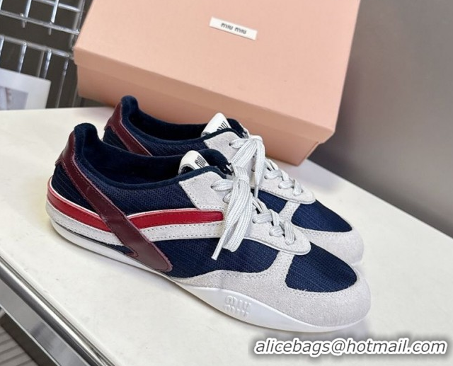 Best Price Miu Miu Gymnasium Sneakers in Suede and Technical Fabric Blue/Grey 1024113