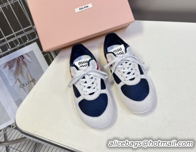 Best Price Miu Miu Gymnasium Sneakers in Suede and Technical Fabric Blue/Grey 1024113