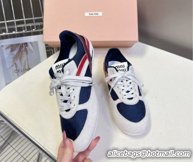Best Price Miu Miu Gymnasium Sneakers in Suede and Technical Fabric Blue/Grey 1024113