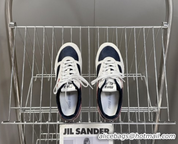 Best Price Miu Miu Gymnasium Sneakers in Suede and Technical Fabric Blue/Grey 1024113