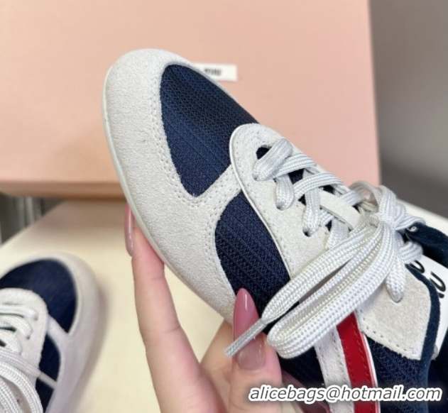 Best Price Miu Miu Gymnasium Sneakers in Suede and Technical Fabric Blue/Grey 1024113