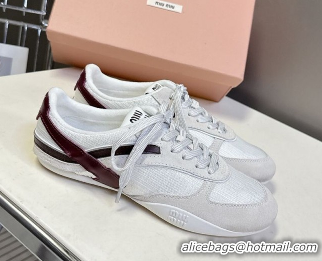 Buy Luxury Miu Miu Gymnasium Sneakers in Suede and Technical Fabric Grey 1024114
