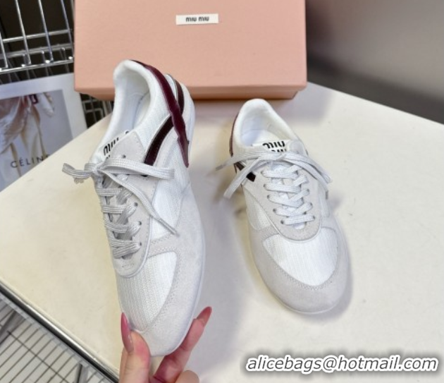 Buy Luxury Miu Miu Gymnasium Sneakers in Suede and Technical Fabric Grey 1024114