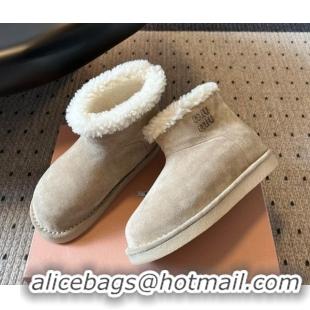 Luxurious Miu Miu Suede and Shearling Snow Ankle Boots Beige2 2025 5T515E 1024119