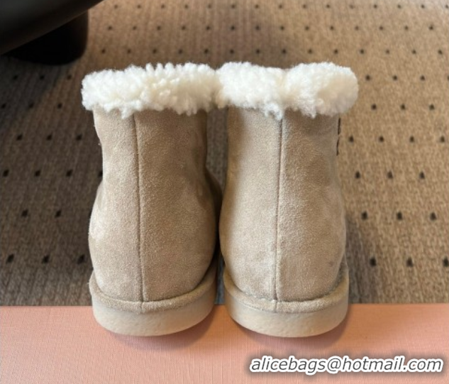 Luxurious Miu Miu Suede and Shearling Snow Ankle Boots Beige2 2025 5T515E 1024119