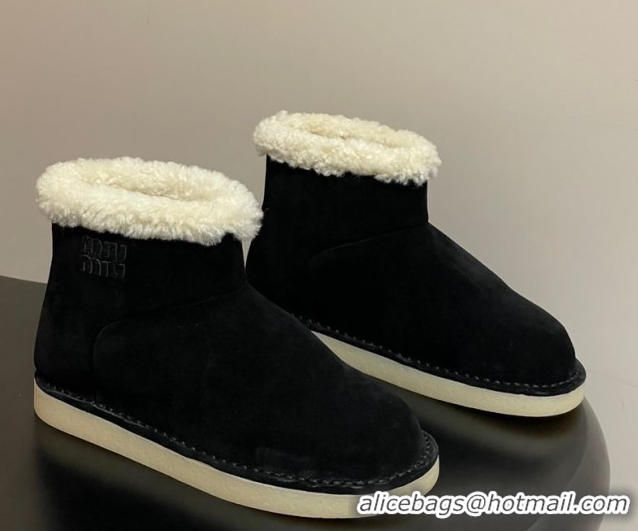 Best Product Miu Miu Suede and Shearling Snow Ankle Boots Black 5T515E 51024119