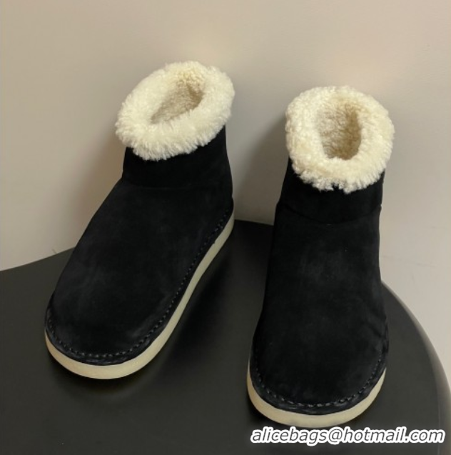 Best Product Miu Miu Suede and Shearling Snow Ankle Boots Black 5T515E 51024119