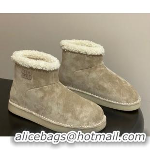 Good Looking Miu Miu Suede and Shearling Snow Ankle Boots Light Beige 5T515E 1024120