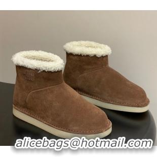 Purchase Miu Miu Suede and Shearling Snow Ankle Boots Brown 5T515E 1024121