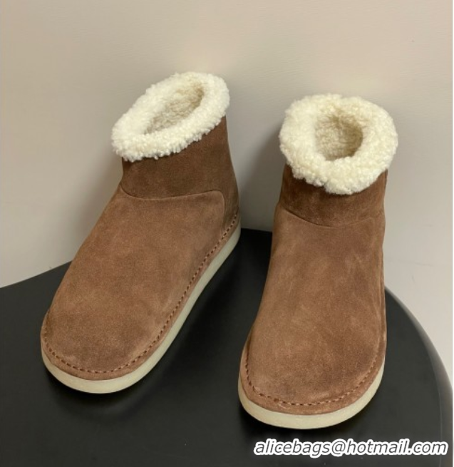 Purchase Miu Miu Suede and Shearling Snow Ankle Boots Brown 5T515E 1024121