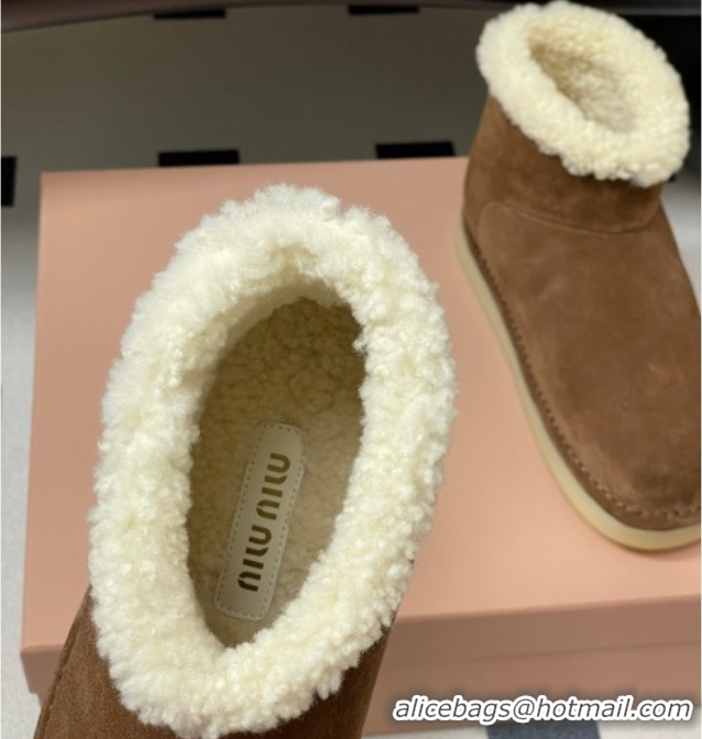 Purchase Miu Miu Suede and Shearling Snow Ankle Boots Brown 5T515E 1024121