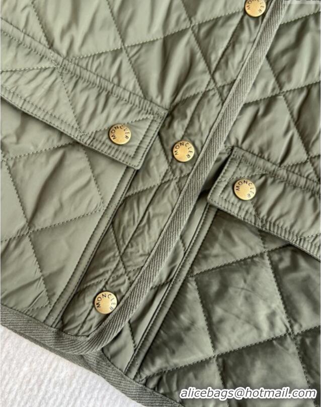 New Product Moncler Diamond-Quilted Padded Jacket M82915 Green 2025