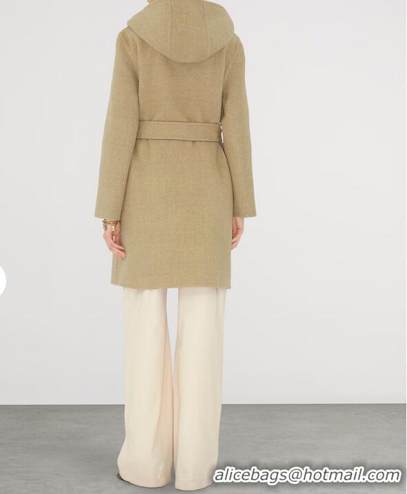​Top Quality Burberry Reversible Wool Hooded Wrap Coat B8912 Sand