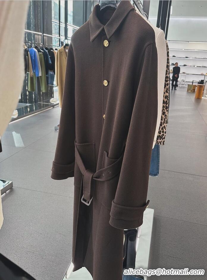 ​Celine Coat In Double Face Cashmere CE0296 Dark Coffee