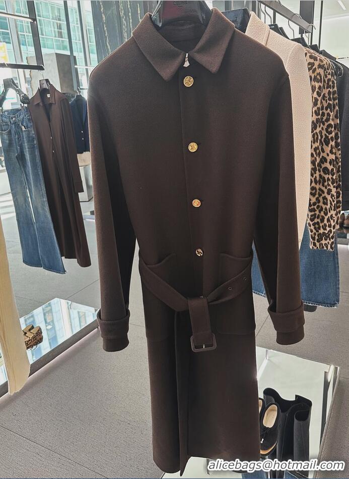 ​Celine Coat In Double Face Cashmere CE0296 Dark Coffee