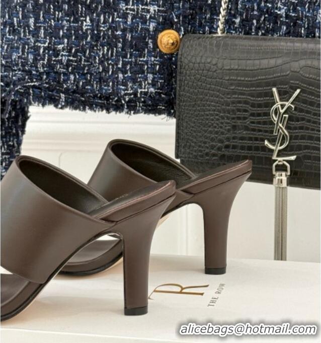 High Quality The Row Signum 90MM Sandal in Calfskin TR1401 Chocolate 2025