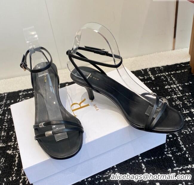 New Stylish The Row Calfskin Sandals in Calfskin TR1402 Black 2025