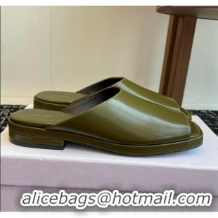 Best Price The Row Emi Mule in Polished Calfskin TR1403 Green 2025