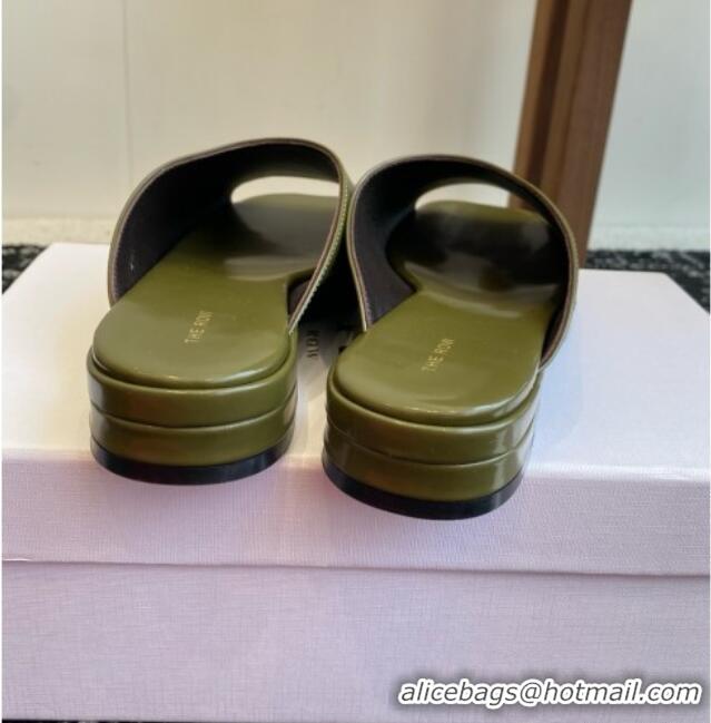 Best Price The Row Emi Mule in Polished Calfskin TR1403 Green 2025