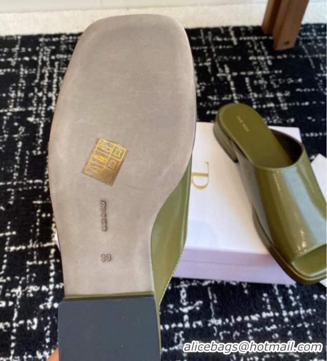 Best Price The Row Emi Mule in Polished Calfskin TR1403 Green 2025