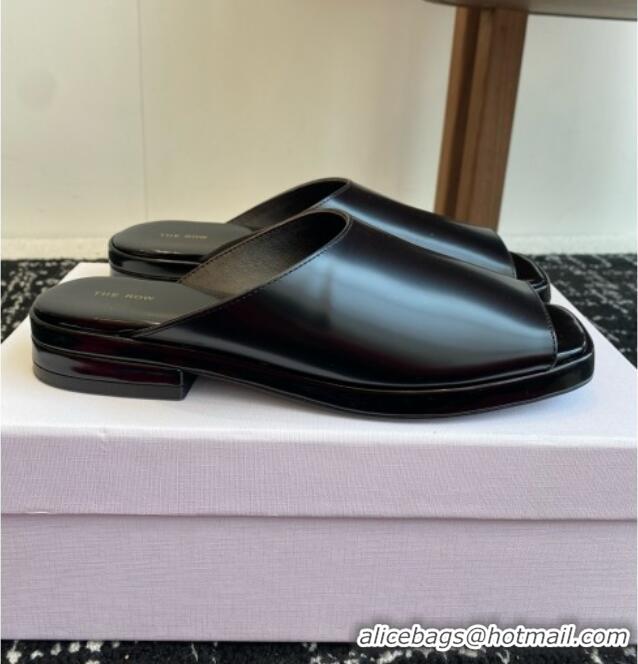 Luxury Hot The Row Emi Mule in Polished Calfskin TR1404 Black 2025