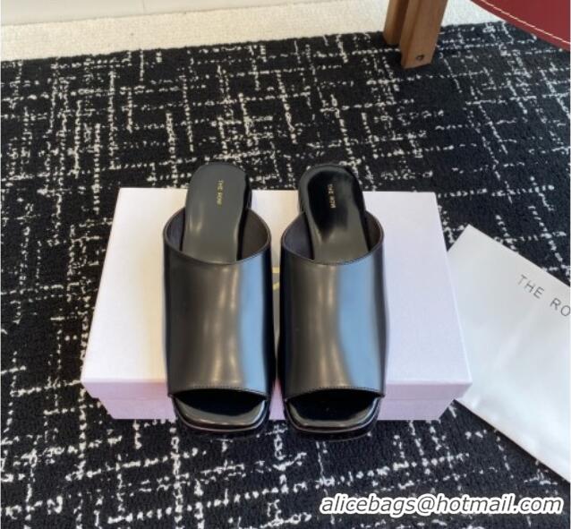 Luxury Hot The Row Emi Mule in Polished Calfskin TR1404 Black 2025