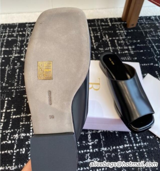 Luxury Hot The Row Emi Mule in Polished Calfskin TR1404 Black 2025