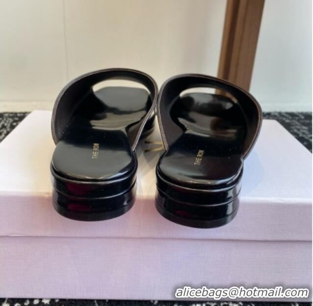 Luxury Hot The Row Emi Mule in Polished Calfskin TR1404 Black 2025