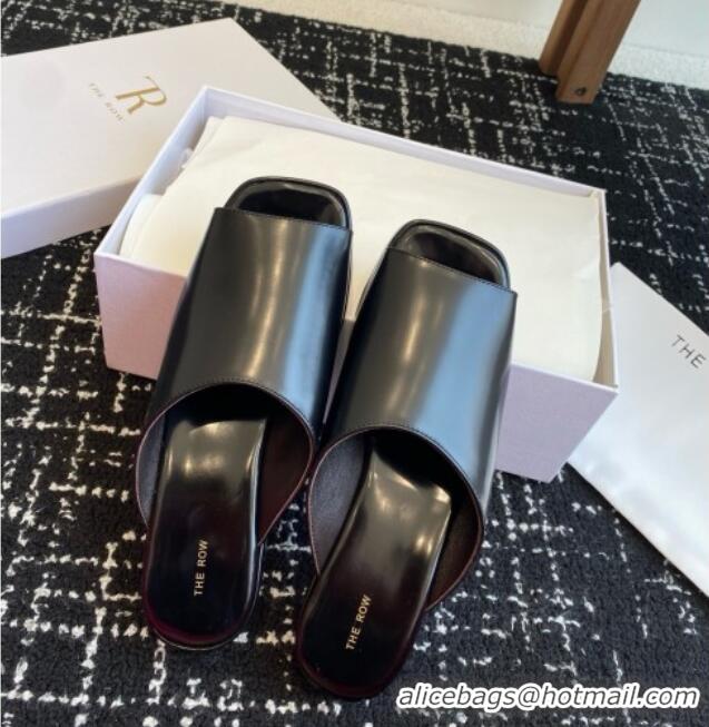 Luxury Hot The Row Emi Mule in Polished Calfskin TR1404 Black 2025