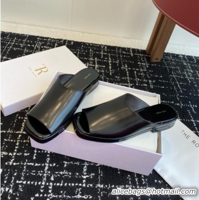 Luxury Hot The Row Emi Mule in Polished Calfskin TR1404 Black 2025