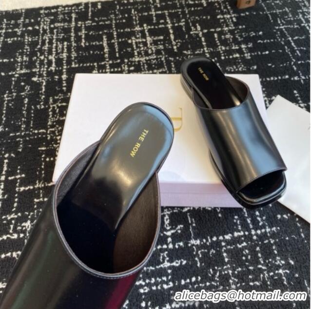 Luxury Hot The Row Emi Mule in Polished Calfskin TR1404 Black 2025