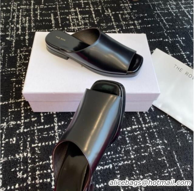 Luxury Hot The Row Emi Mule in Polished Calfskin TR1404 Black 2025