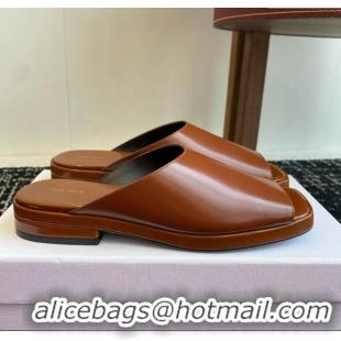 Luxury The Row Emi Mule in Polished Calfskin TR1404 Brown 2025