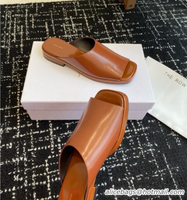 Luxury The Row Emi Mule in Polished Calfskin TR1404 Brown 2025