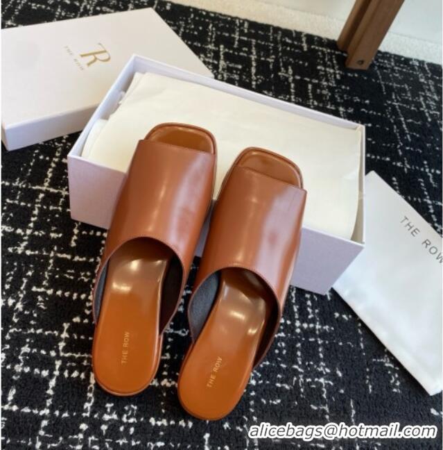 Luxury The Row Emi Mule in Polished Calfskin TR1404 Brown 2025