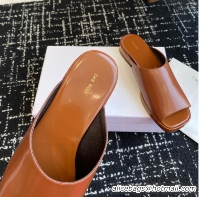 Luxury The Row Emi Mule in Polished Calfskin TR1404 Brown 2025