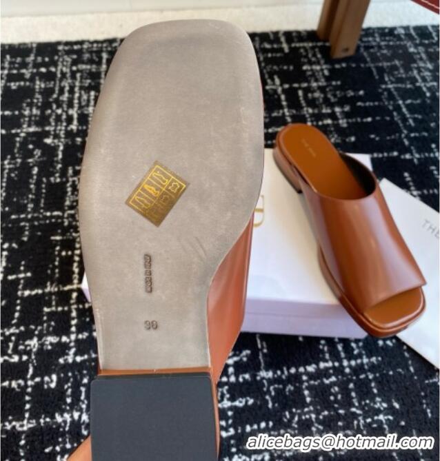 Luxury The Row Emi Mule in Polished Calfskin TR1404 Brown 2025