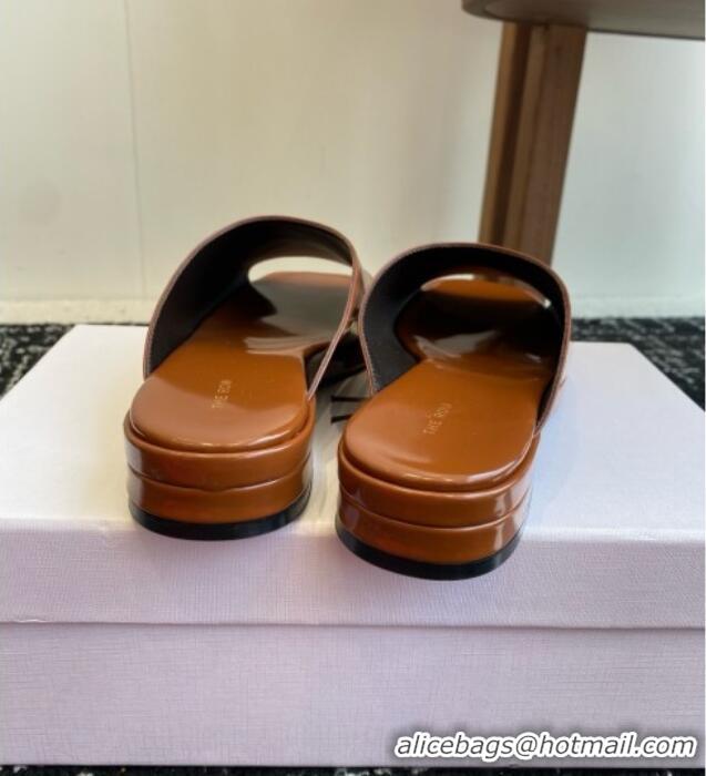 Luxury The Row Emi Mule in Polished Calfskin TR1404 Brown 2025