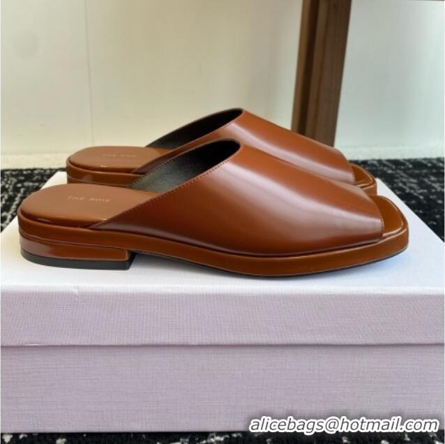 Luxury The Row Emi Mule in Polished Calfskin TR1404 Brown 2025