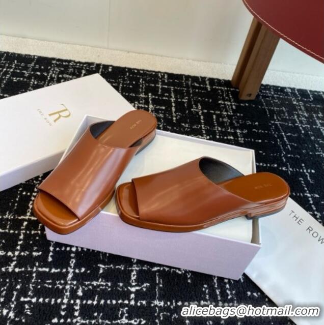 Luxury The Row Emi Mule in Polished Calfskin TR1404 Brown 2025