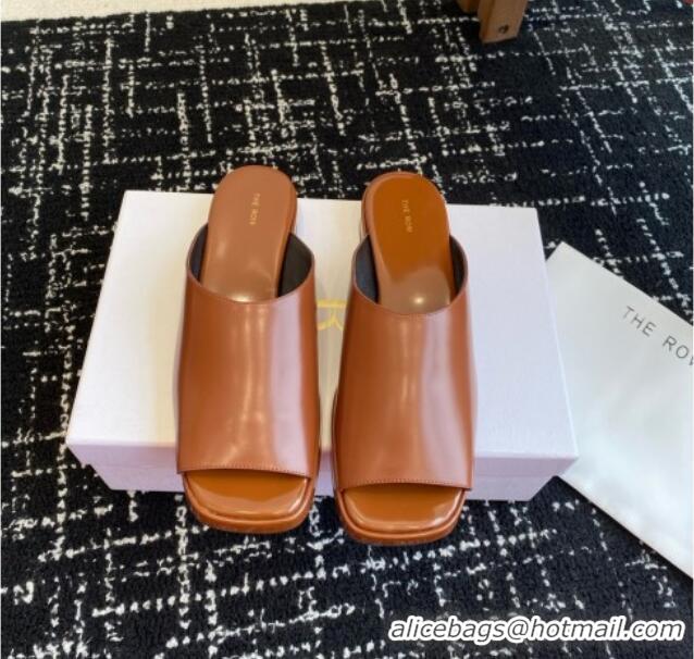 Luxury The Row Emi Mule in Polished Calfskin TR1404 Brown 2025