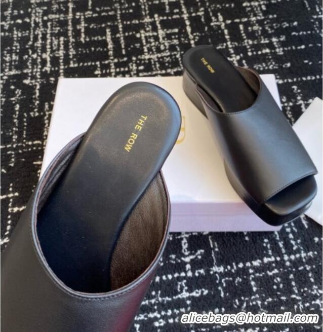 Luxury The Row Emi Flatform Sandal in  Lambskin 5.5cm Heel TR1405 Black 2025
