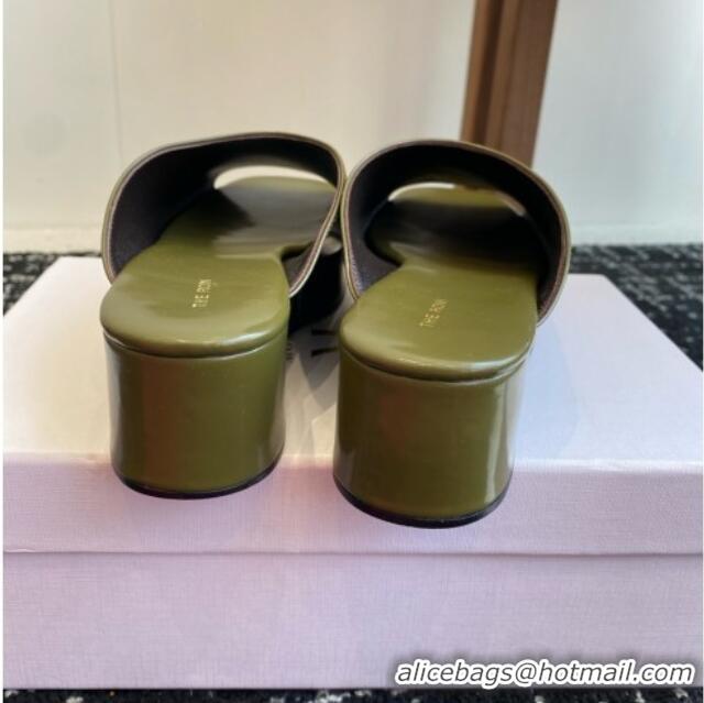 New Stylish The Row Emi Flatform Sandal in Polished Calfskin 5.5cm Heel TR1405 Green 2025