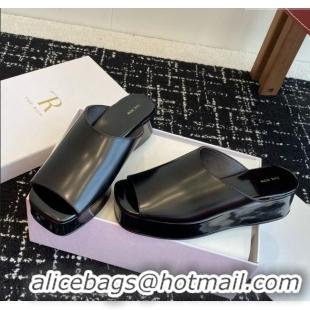 Classic Hot The Row Emi Flatform Sandal in Polished Calfskin 5.5cm Heel TR1406 Black 2025