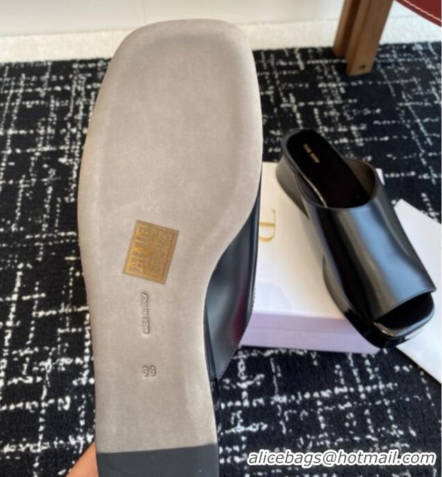 Classic Hot The Row Emi Flatform Sandal in Polished Calfskin 5.5cm Heel TR1406 Black 2025