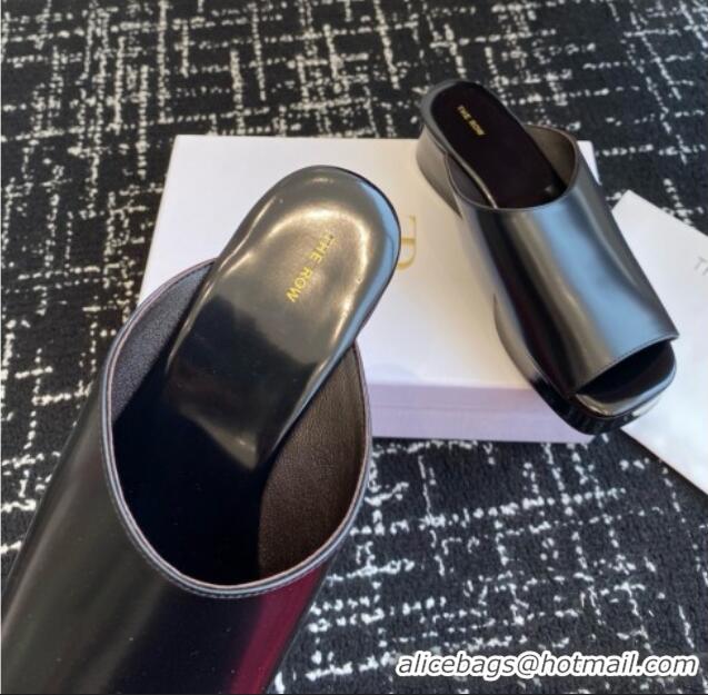 Classic Hot The Row Emi Flatform Sandal in Polished Calfskin 5.5cm Heel TR1406 Black 2025