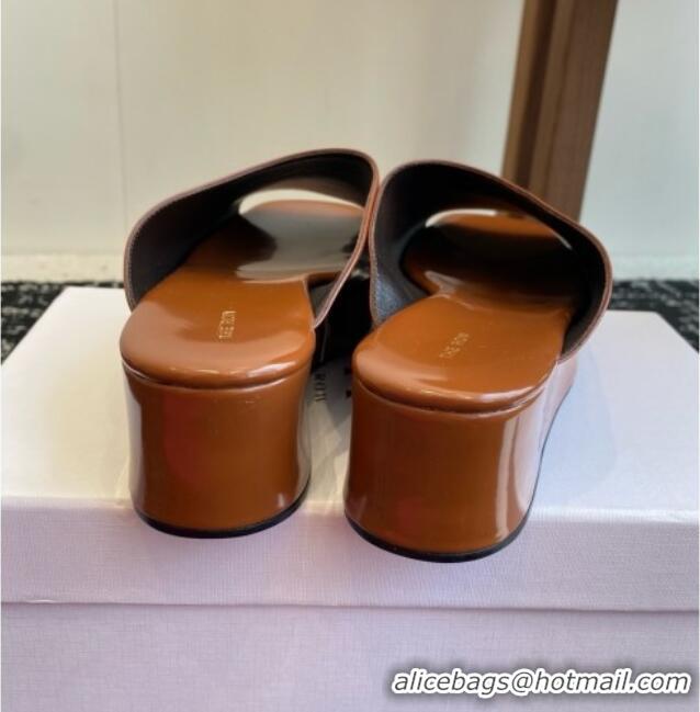 Newest 2015 The Row Emi Flatform Sandal in Polished Calfskin 5.5cm Heel TR1406 Brown 2025