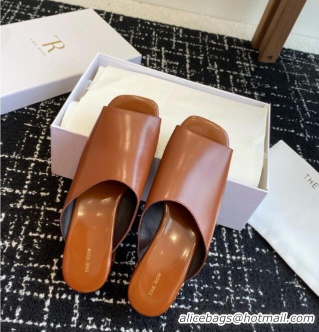 Newest 2015 The Row Emi Flatform Sandal in Polished Calfskin 5.5cm Heel TR1406 Brown 2025
